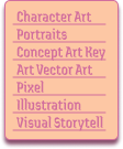 Character art, portraits, concept art, key art, vector art, pixel illustration and visual storytelling